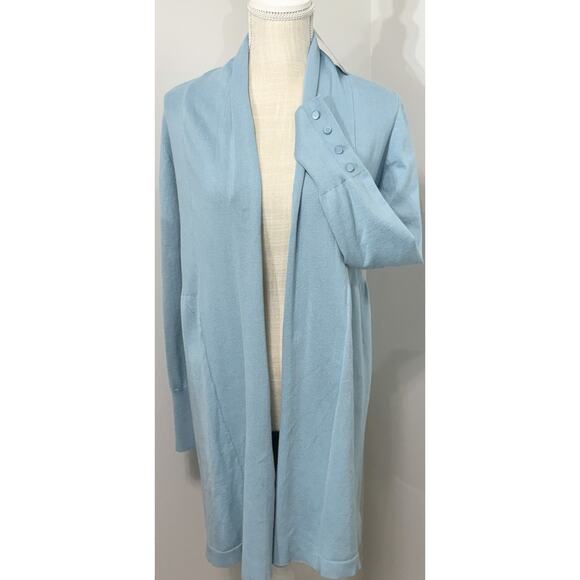 New CYRUS Lightweight Open Cardigan Sweater Long Light Blue Size Medium NWT $89 - Picture 1 of 2